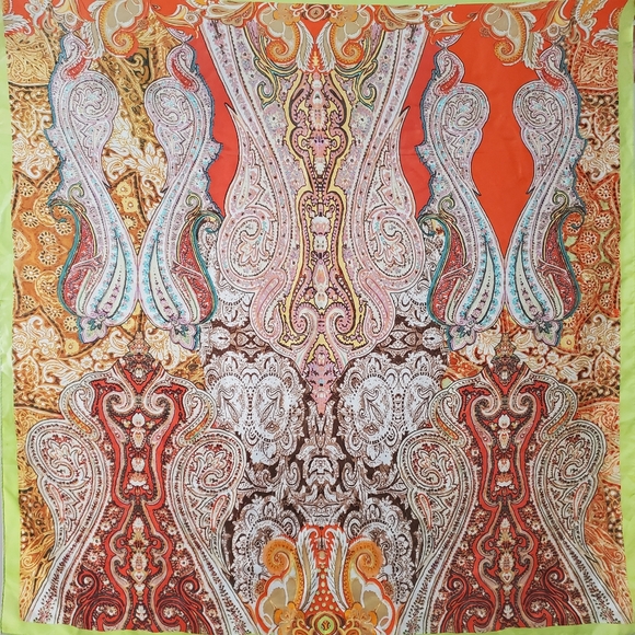 Echo New York - 100% silk multicolor paisley square scarf - Picture 2 of 6